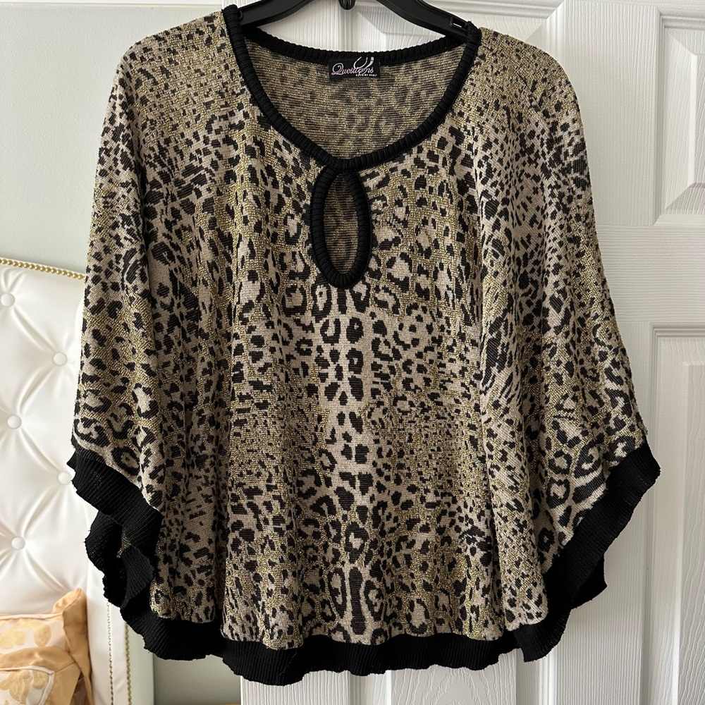 Leopard Print Poncho Top
